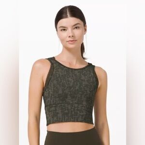 Lululemon Power Pivot Tank Crop Tough Heathered Black Asphalt Grey Size 8